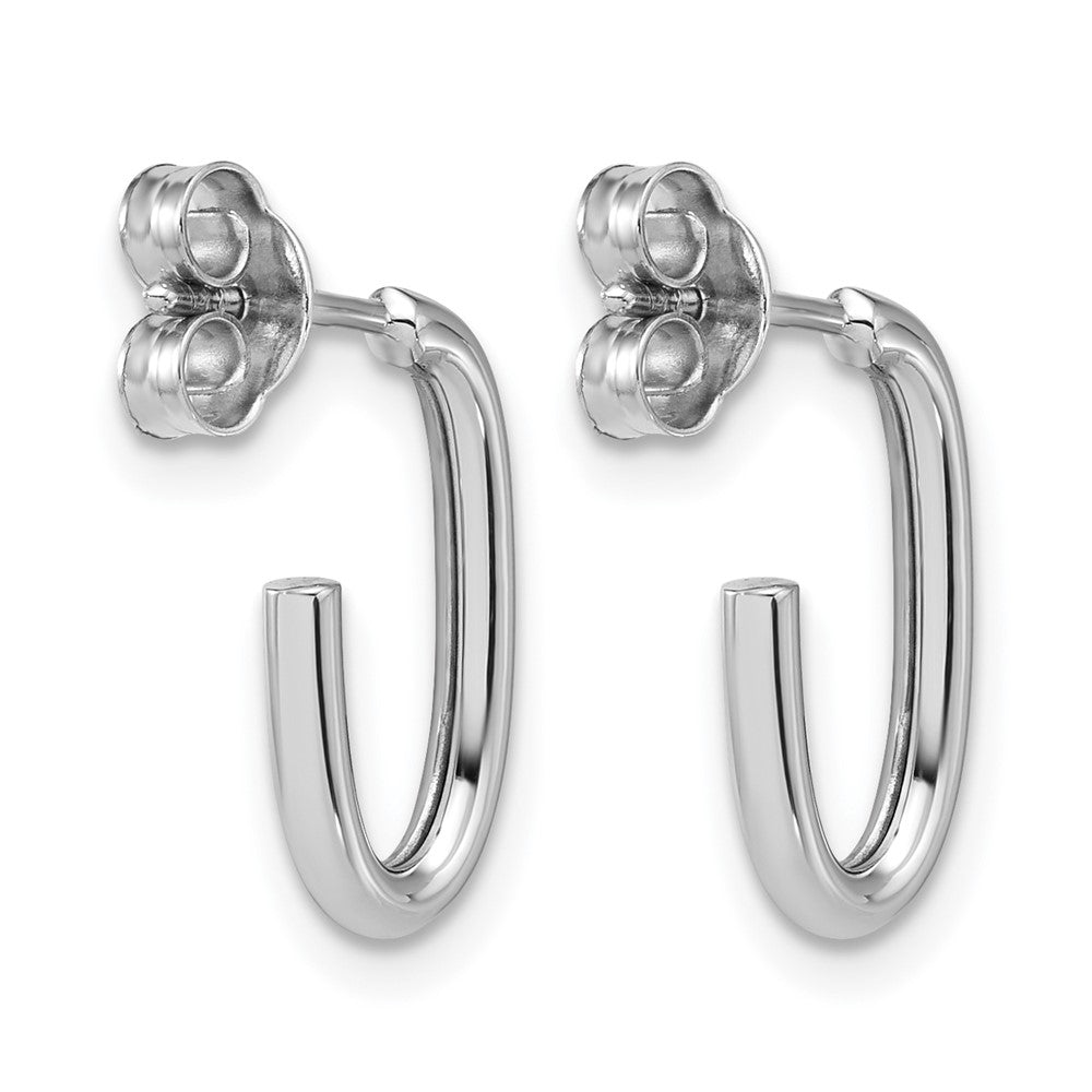 14K Weißgold Poliert 2.0mm Oval Stecker J Creolen