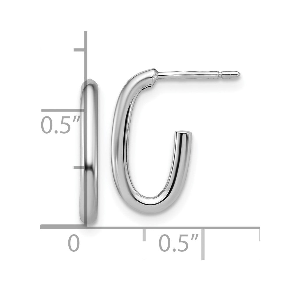 14K Weißgold Poliert 2.0mm Oval Stecker J Creolen