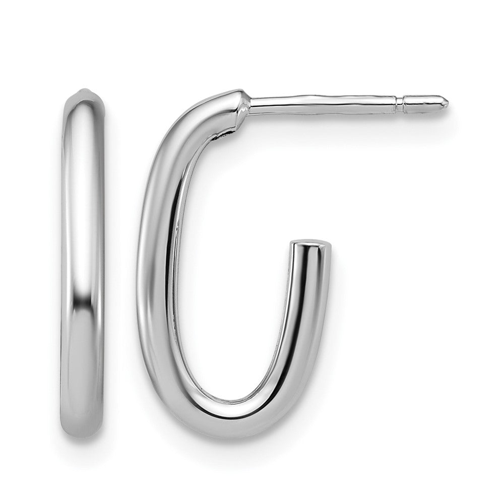 14K Weißgold Poliert 2.0mm Oval Stecker J Creolen