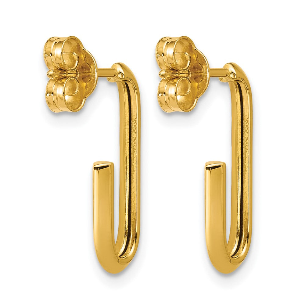 14K Gelbgold Poliert Messer Kante Oval Stecker J Creolen