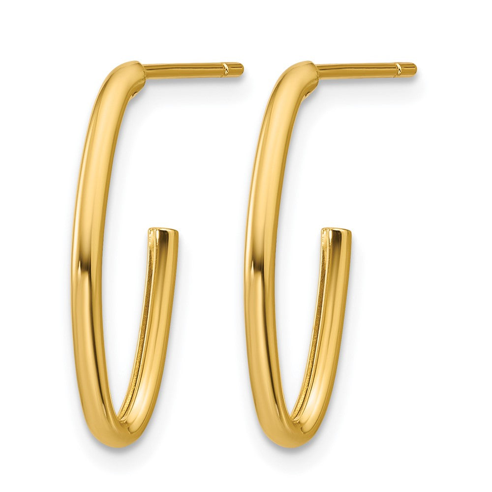 14K Gelbgold Poliert 1.8mm Oval Stecker J Creolen