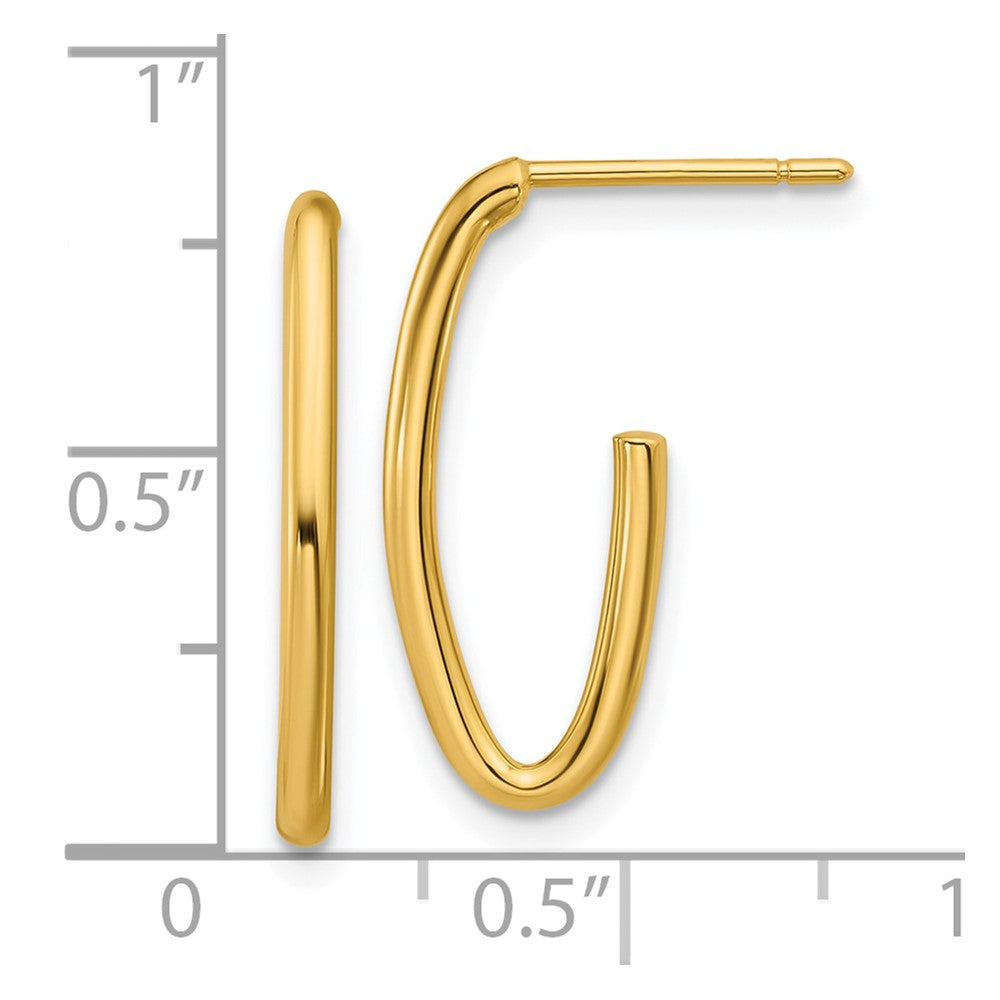 14K Gelbgold Poliert 1.8mm Oval Stecker J Creolen