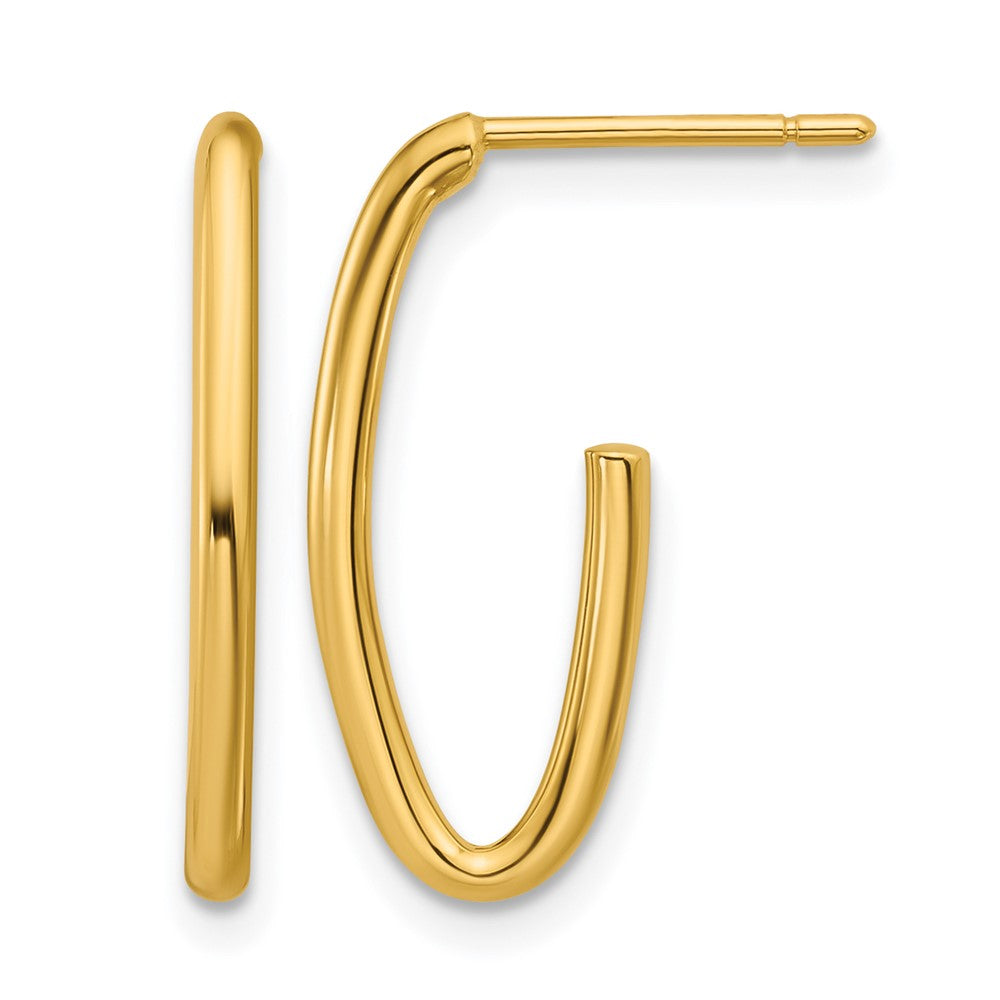 14K Gelbgold Poliert 1.8mm Oval Stecker J Creolen