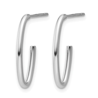 14K Weißgold Poliert 1.8mm Oval Stecker J Creolen