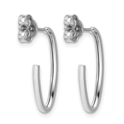 14K Weißgold Poliert 1.8mm Oval Stecker J Creolen