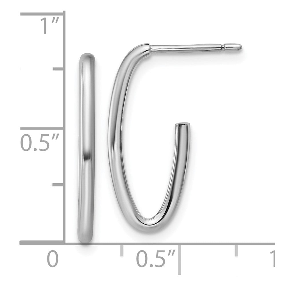 14K Weißgold Poliert 1.8mm Oval Stecker J Creolen