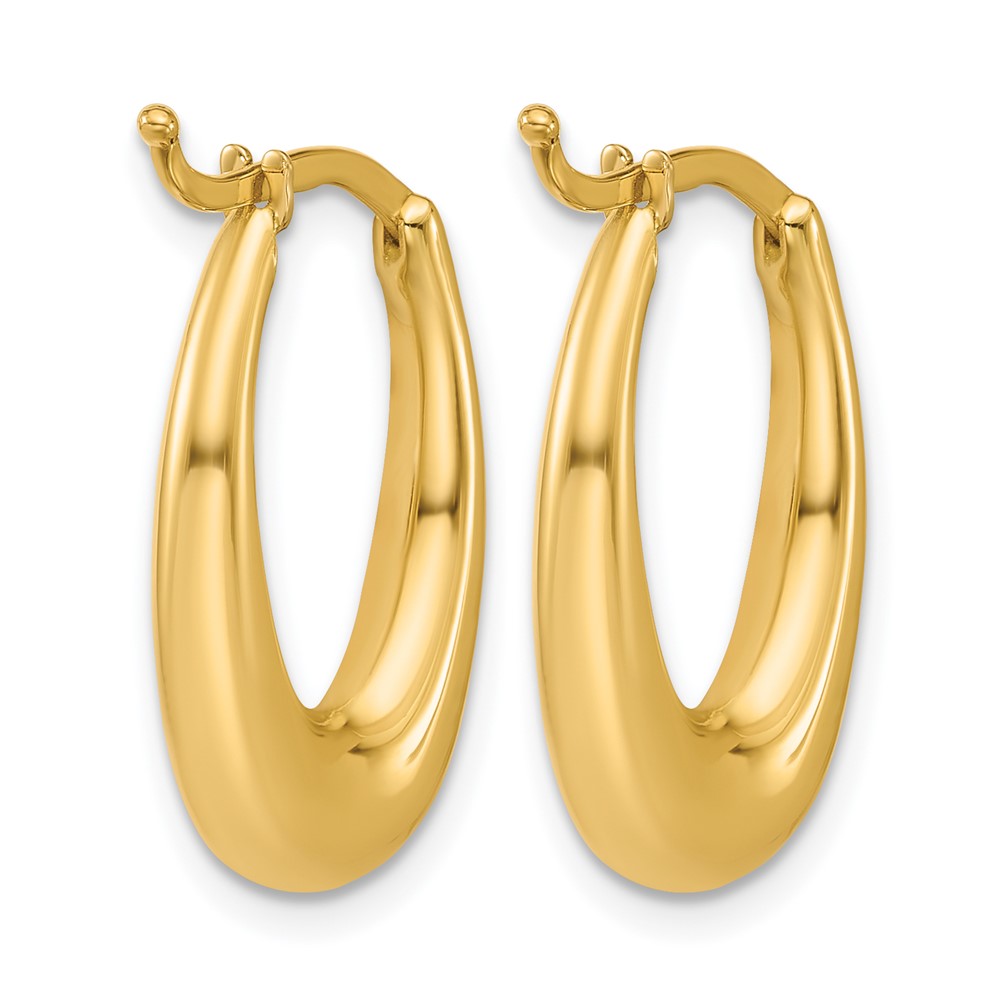 14K Gelbgold Poliert Verjüngt Oval Creolen