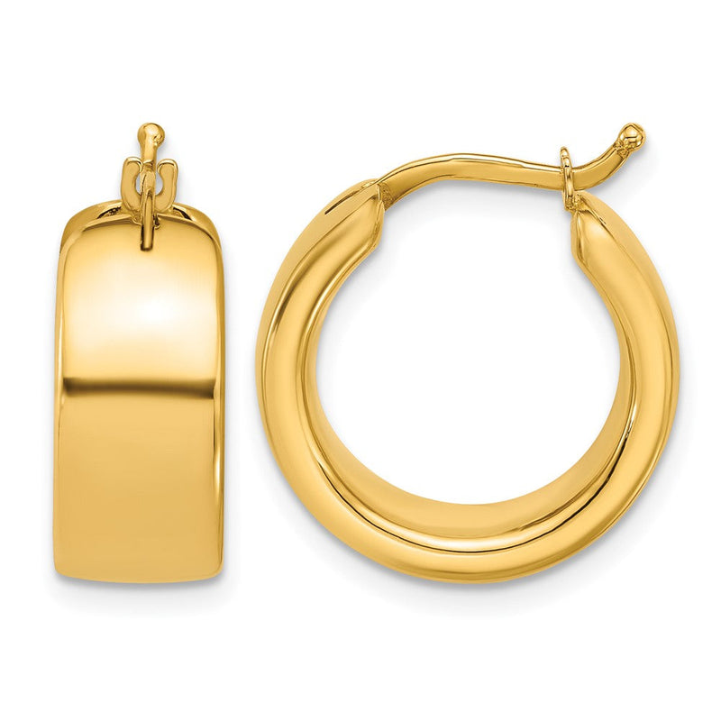 14K Gelbgold Poliert 7.7mm Rund Creolen