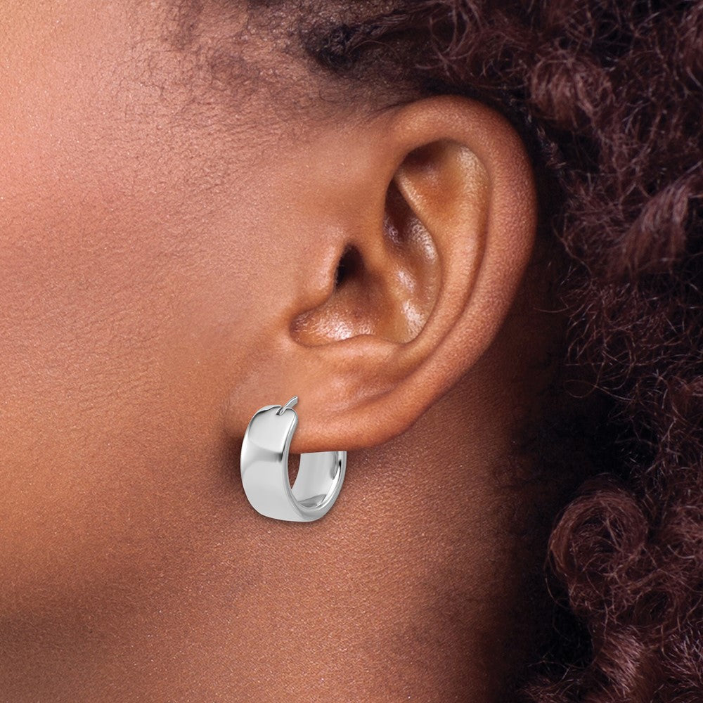 14K Weißgold Poliert 7.7mm Rund Creolen