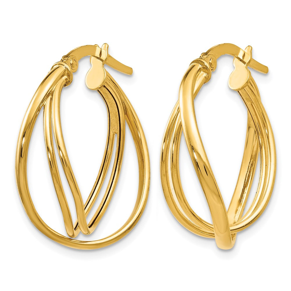 14K Gelbgold Poliert Gedreht Creolen