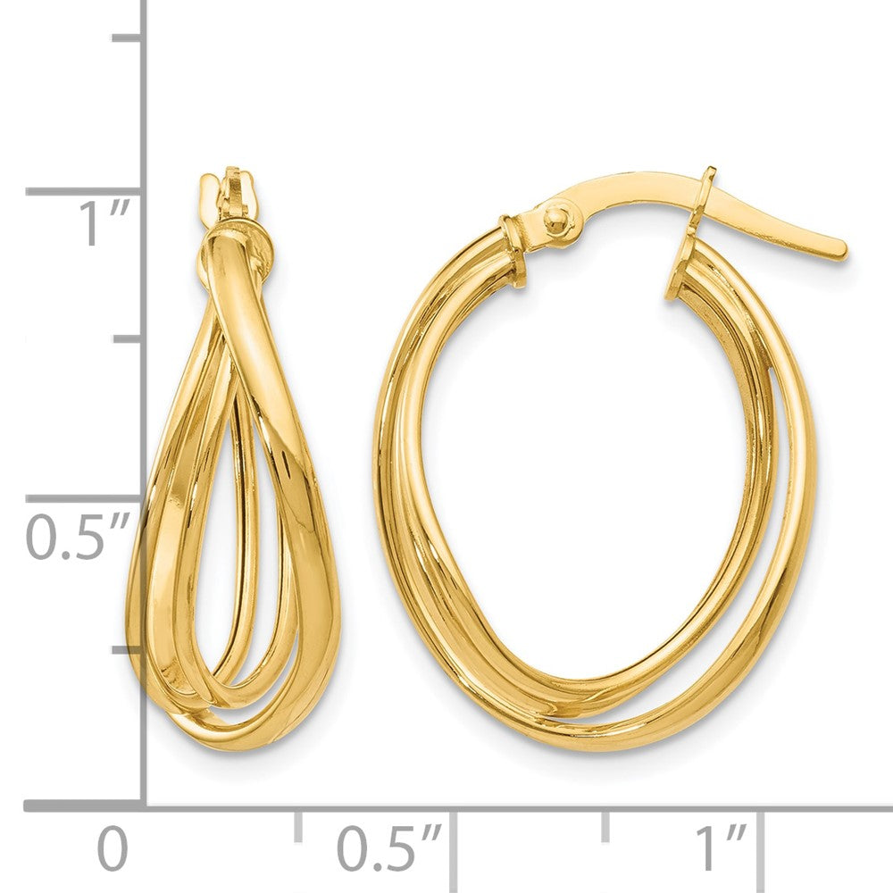 14K Gelbgold Poliert Gedreht Creolen