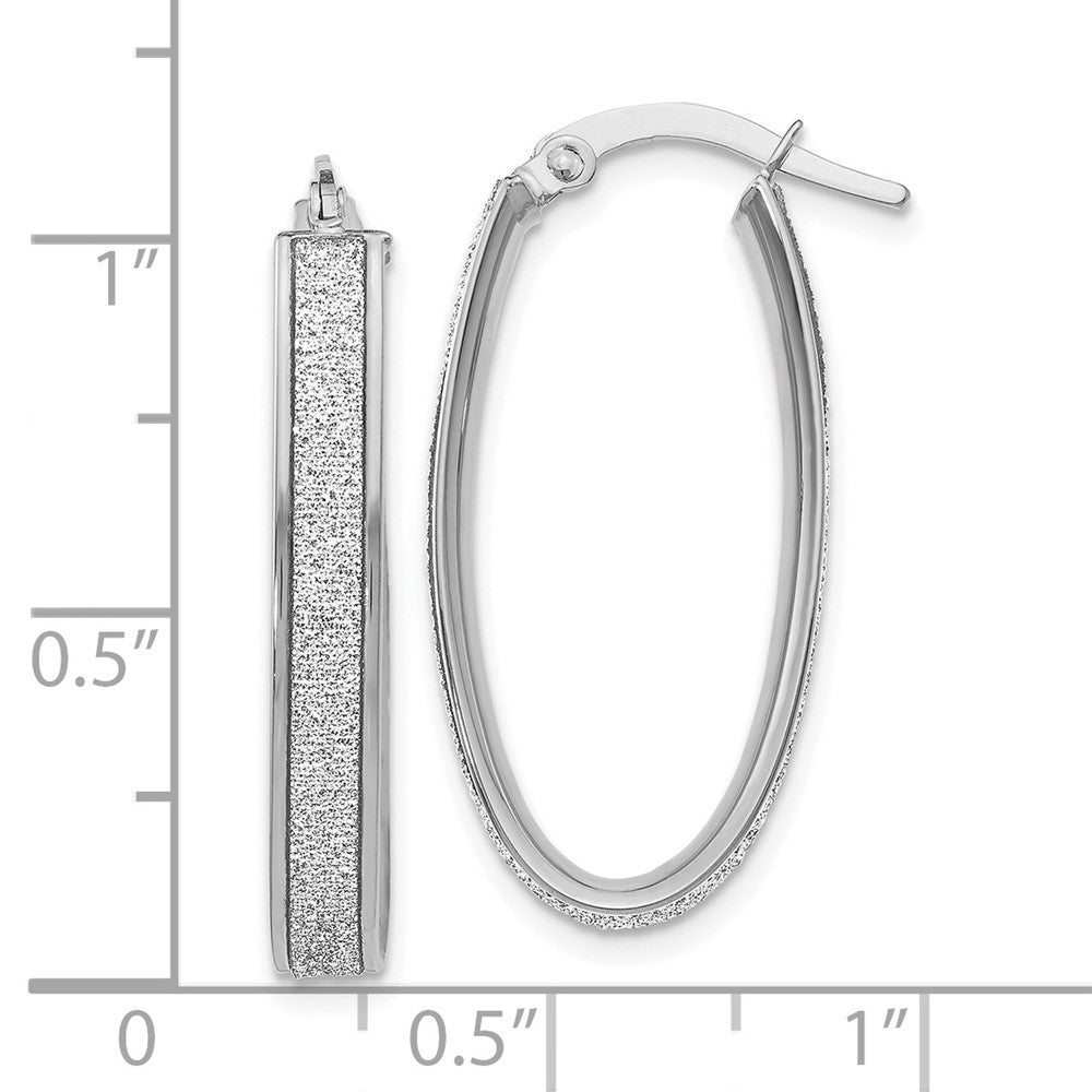 14K Weißgold Poliert Glimmer Infused Oval Creolen