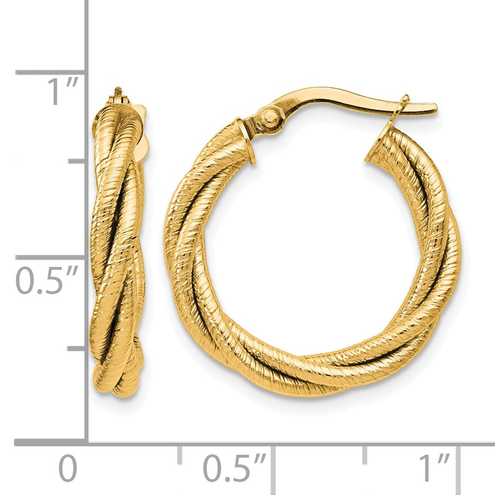 14K Gelbgold Gedreht Dreifach Gedreht Creolen