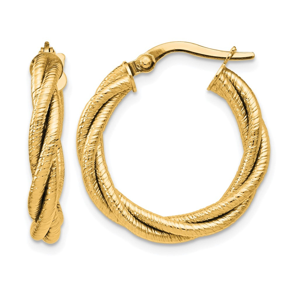 14K Gelbgold Gedreht Dreifach Gedreht Creolen