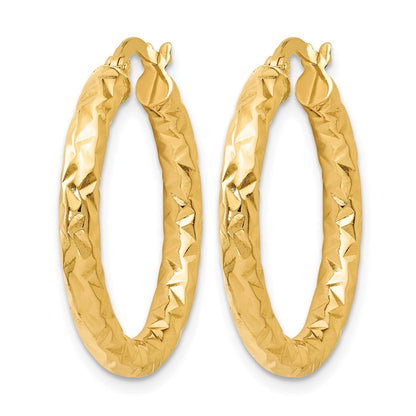 14K Gelbgold Foreverlite Poliert und Strukturiert Creolen