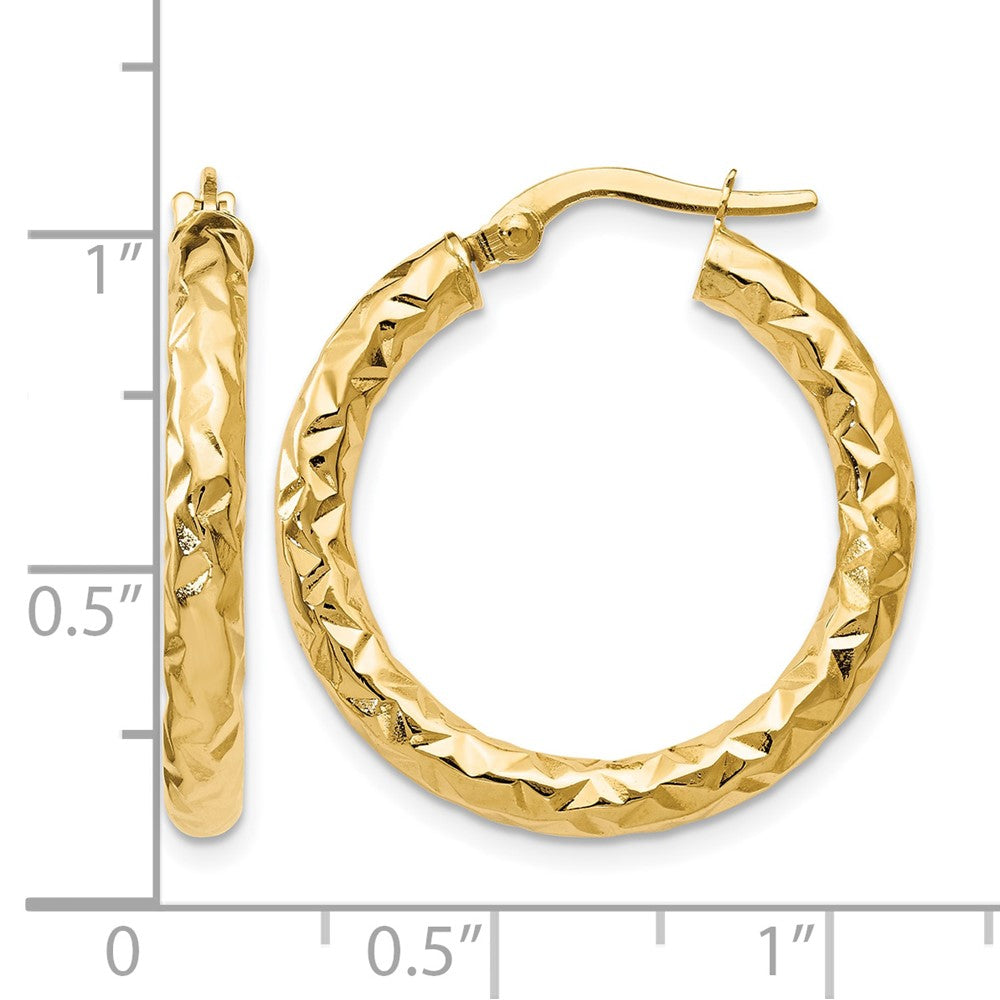 14K Gelbgold Foreverlite Poliert und Strukturiert Creolen