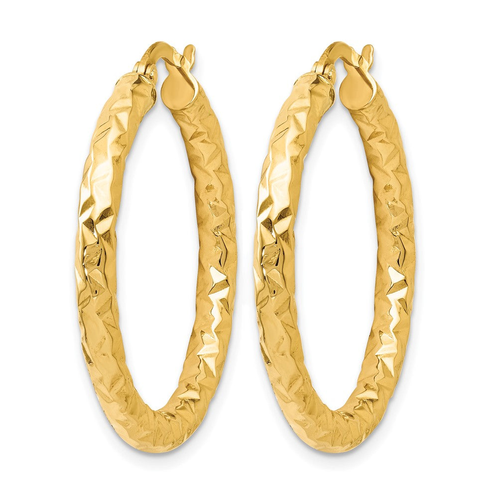 14K Gelbgold Foreverlite Poliert und Strukturiert Creolen