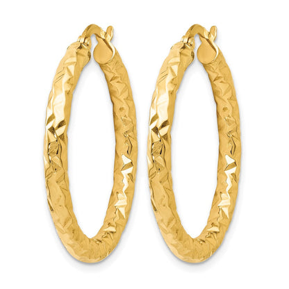 14K Gelbgold Foreverlite Poliert und Strukturiert Creolen