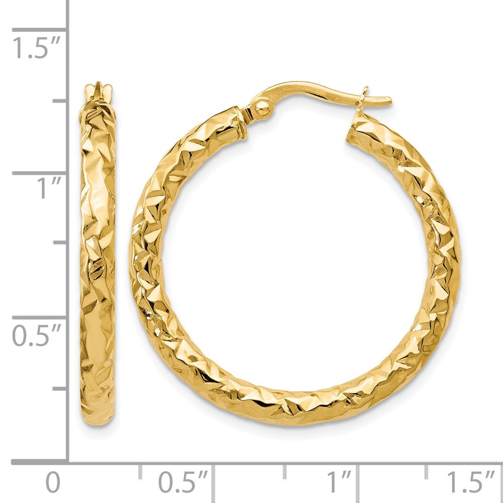 14K Gelbgold Foreverlite Poliert und Strukturiert Creolen