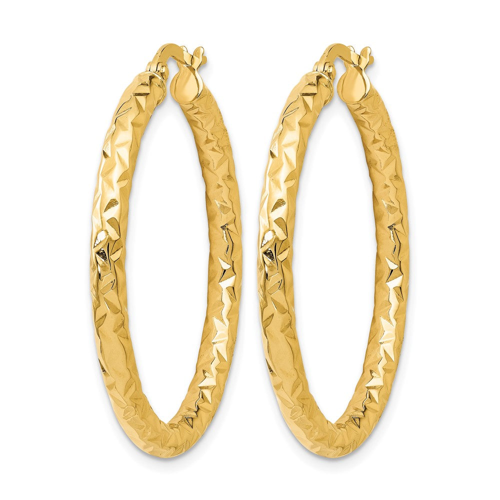 14K Gelbgold Foreverlite Poliert und Strukturiert Creolen