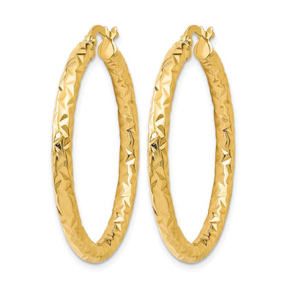 14K Gelbgold Foreverlite Poliert und Strukturiert Creolen