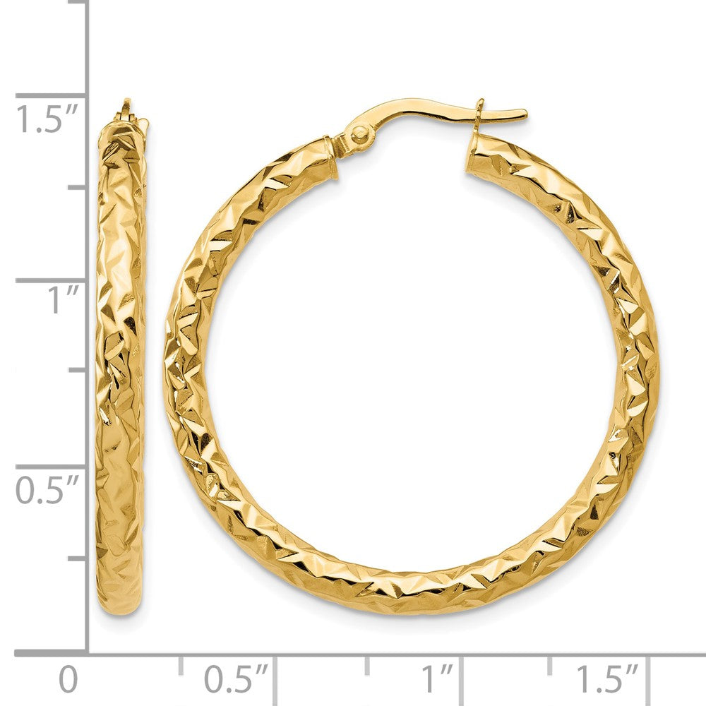 14K Gelbgold Foreverlite Poliert und Strukturiert Creolen