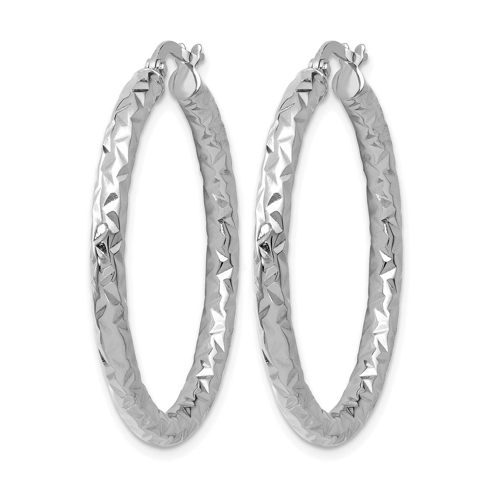 14K Weißgold Foreverlite Poliert/textured Creolen
