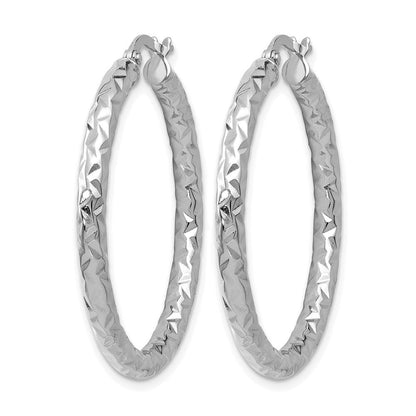 14K Weißgold Foreverlite Poliert/textured Creolen