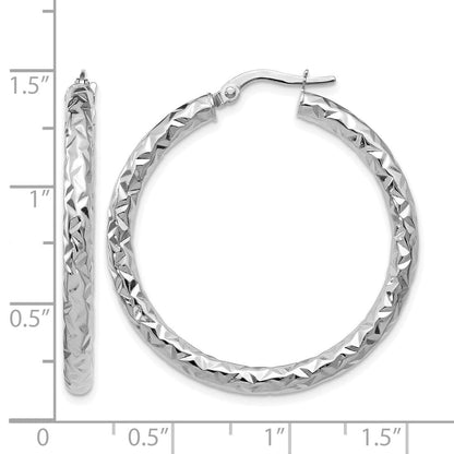 14K Weißgold Foreverlite Poliert/textured Creolen