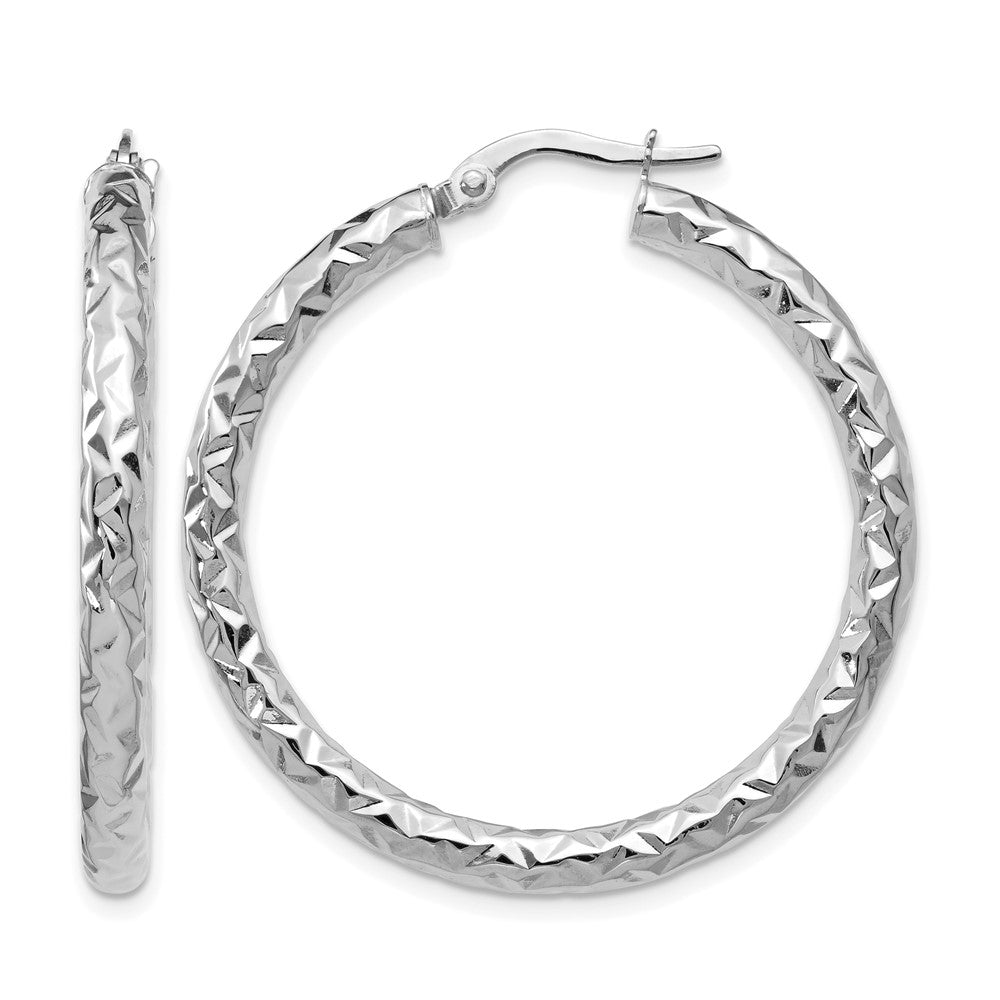 14K Weißgold Foreverlite Poliert/textured Creolen