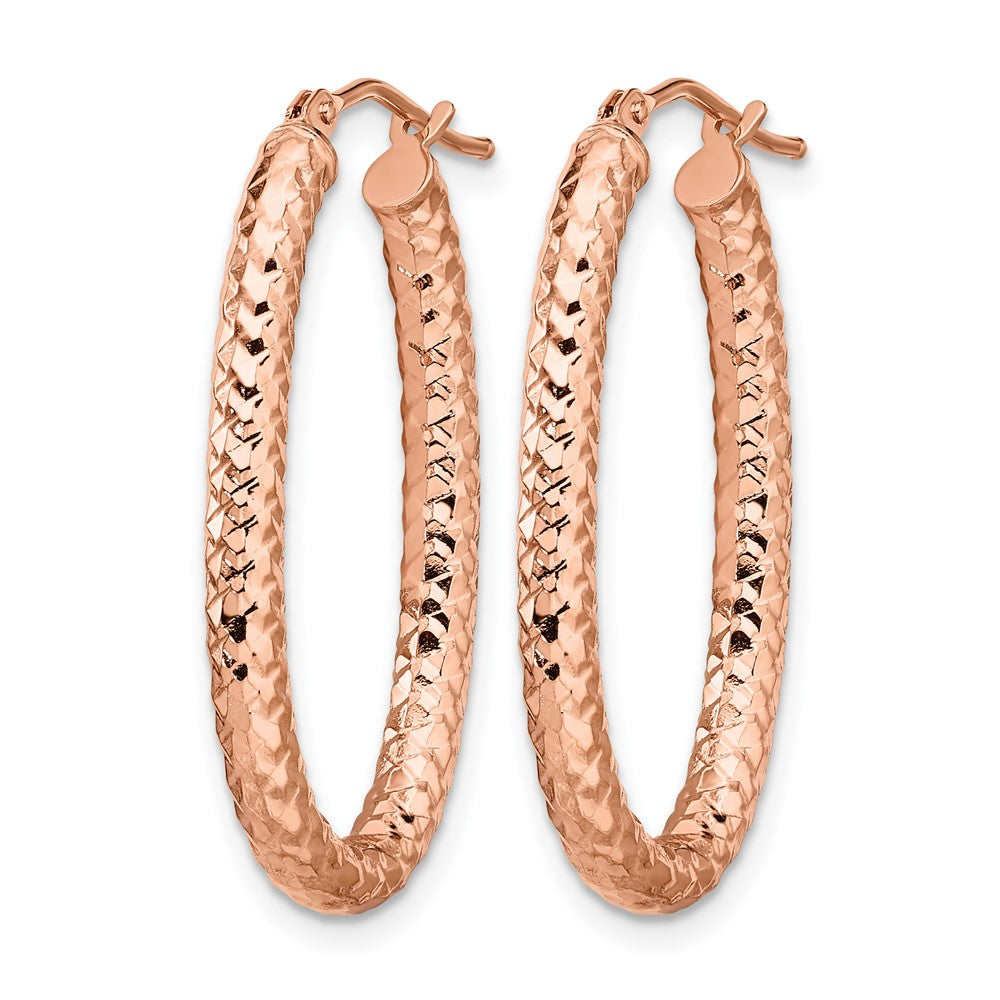 14K Roségold Foreverlite Poliert und Strukturiert Ohrringe