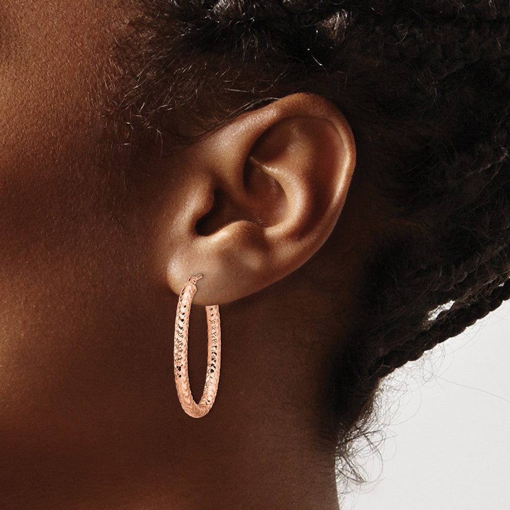 14K Roségold Foreverlite Poliert und Strukturiert Ohrringe
