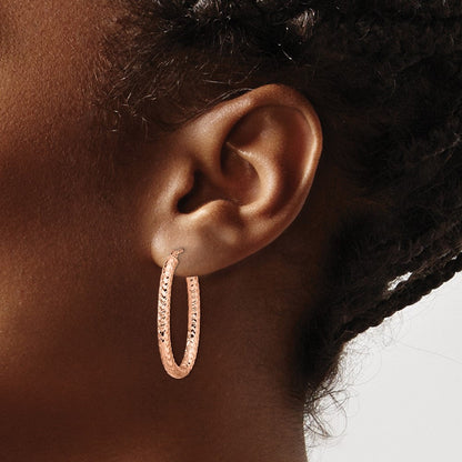 14K Roségold Foreverlite Poliert und Strukturiert Ohrringe