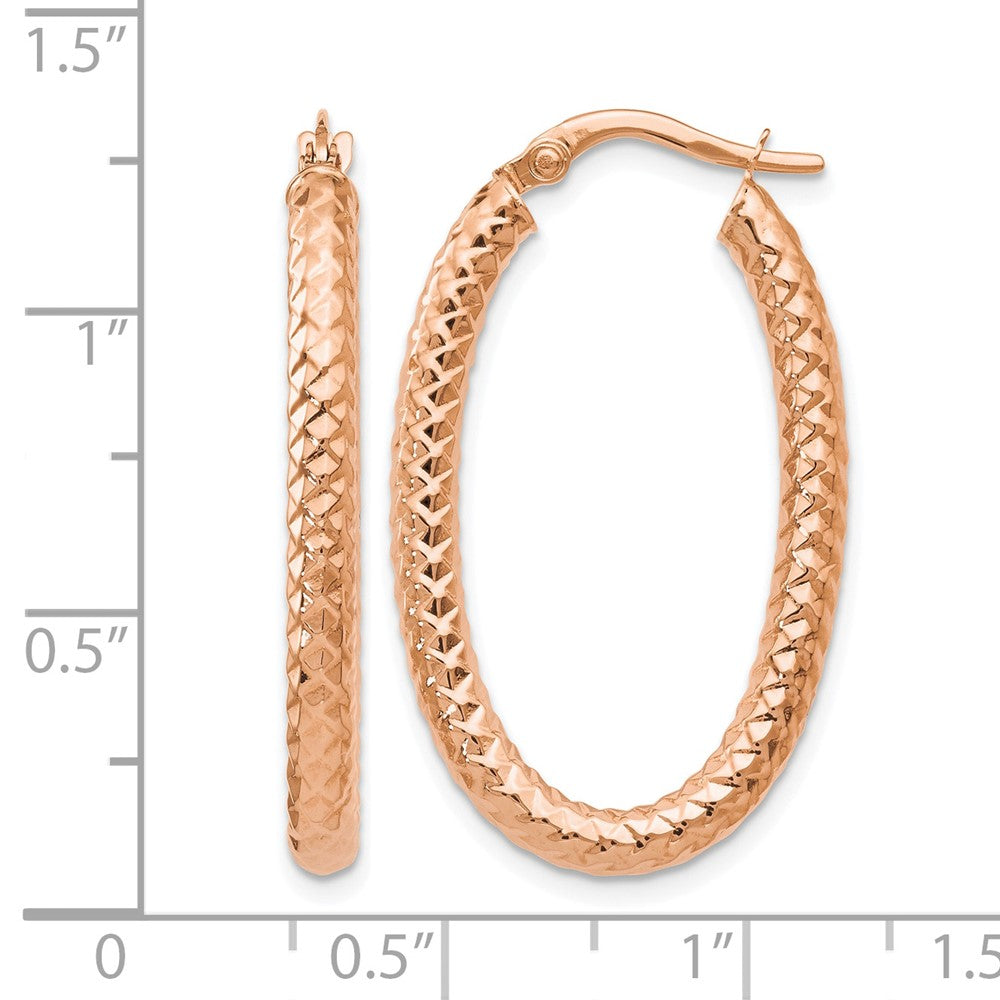 14K Roségold Foreverlite Poliert und Strukturiert Ohrringe