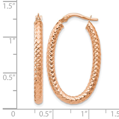 14K Roségold Foreverlite Poliert und Strukturiert Ohrringe