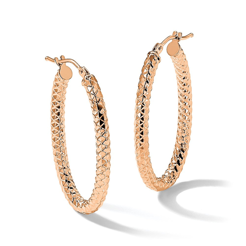 14K Roségold Foreverlite Poliert und Strukturiert Ohrringe