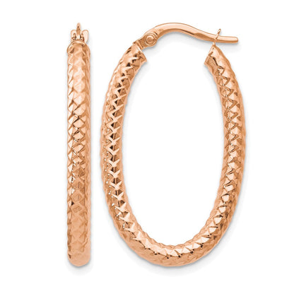 14K Roségold Foreverlite Poliert und Strukturiert Ohrringe