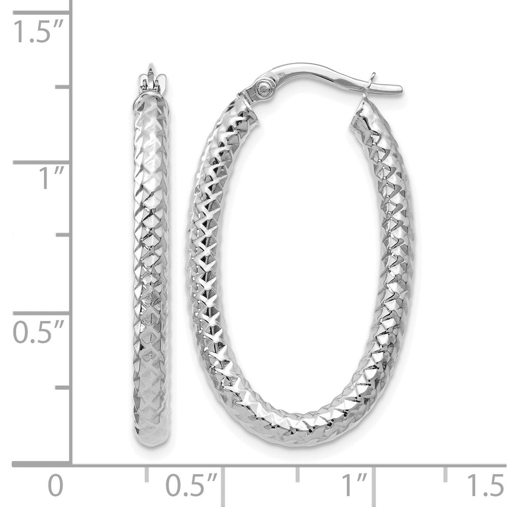 14K Weißgold Foreverlite Poliert und Strukturiert Ohrringe