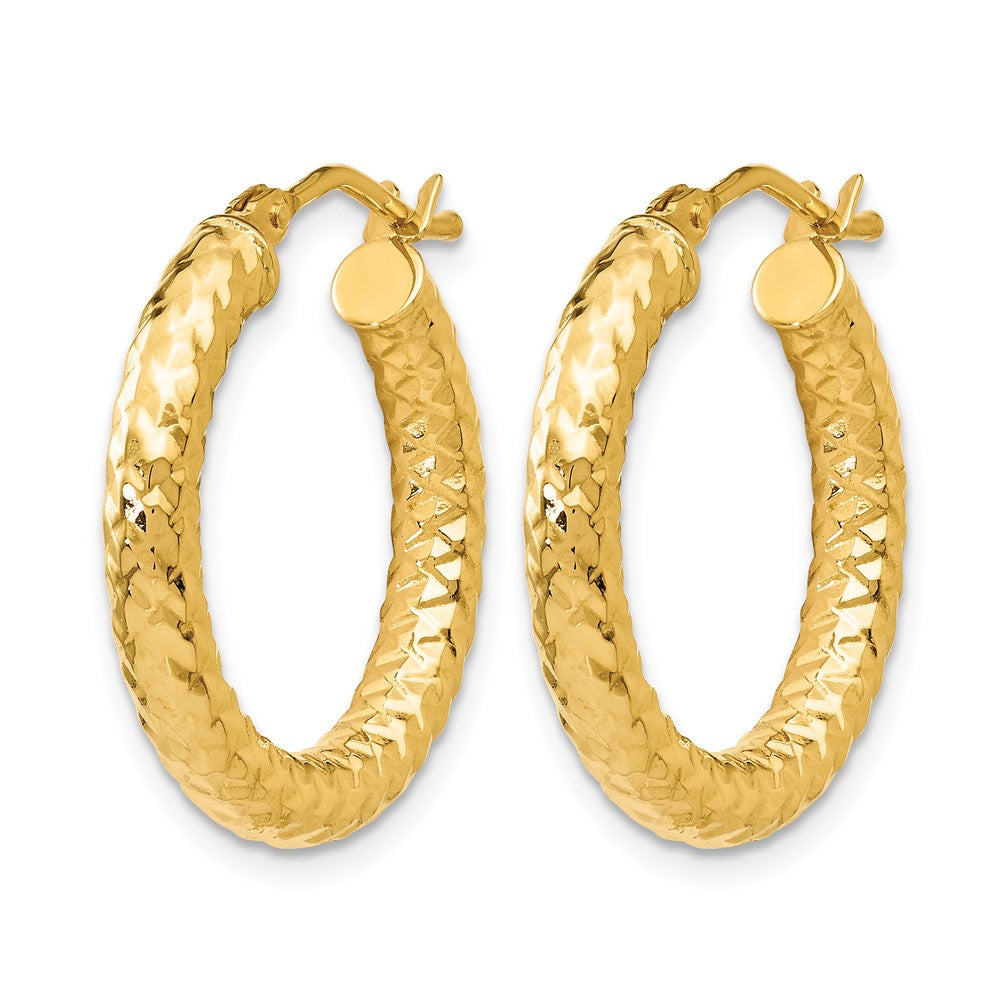14K Gelbgold Foreverlite Poliert und Strukturiert Creolen