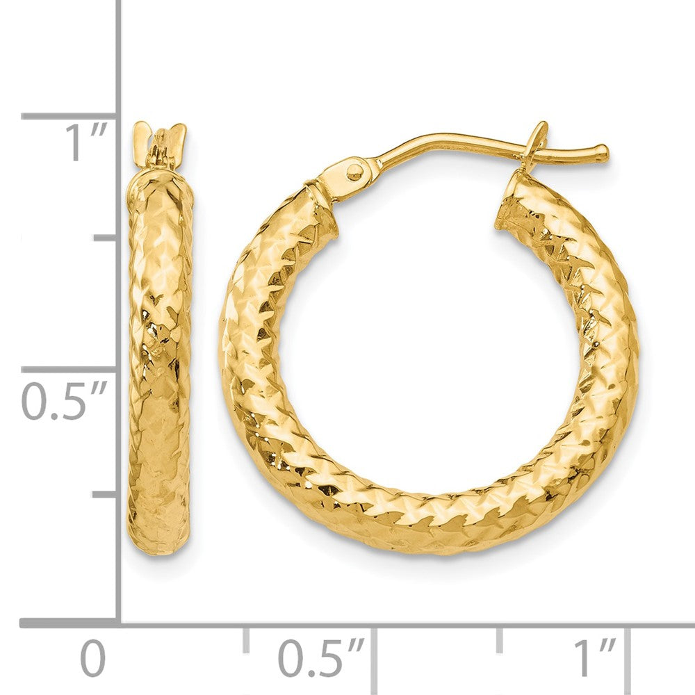 14K Gelbgold Foreverlite Poliert und Strukturiert Creolen
