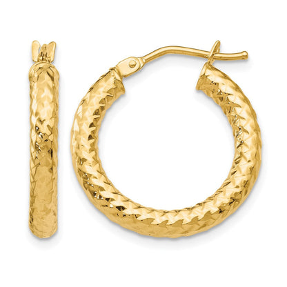 14K Gelbgold Foreverlite Poliert und Strukturiert Creolen