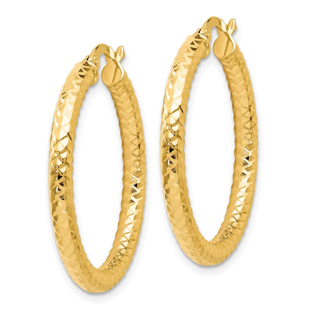 14K Gelbgold Foreverlite Poliert und Strukturiert Creolen