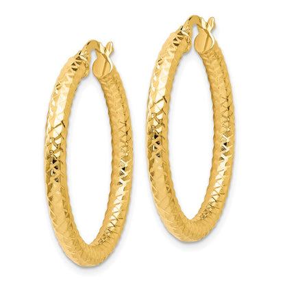 14K Gelbgold Foreverlite Poliert und Strukturiert Creolen