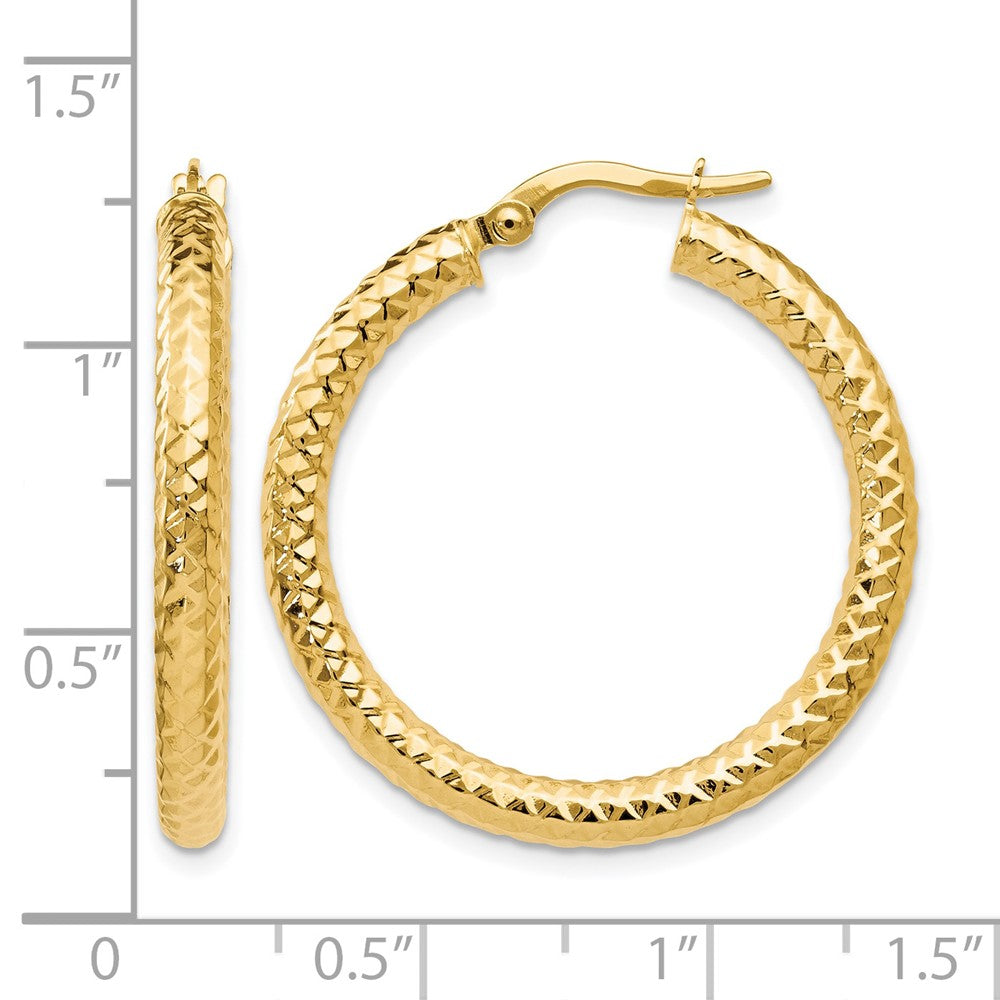 14K Gelbgold Foreverlite Poliert und Strukturiert Creolen