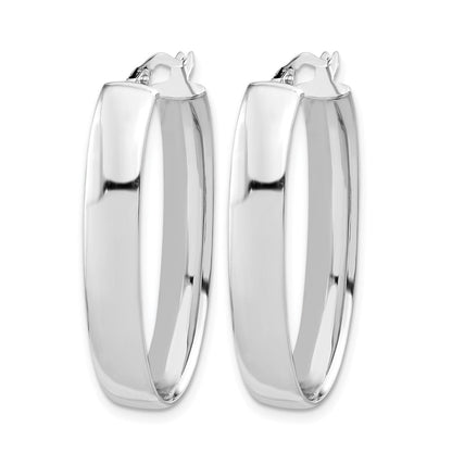 14K Weißgold mit Rhodium Beschichtung Poliert Oval Creolen