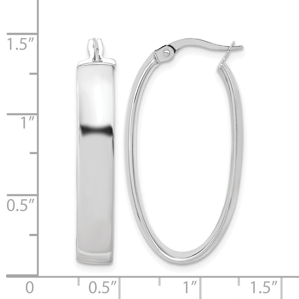 14K Weißgold mit Rhodium Beschichtung Poliert Oval Creolen