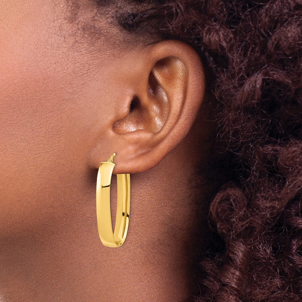 14K Gelbgold Poliert Oval Creolen