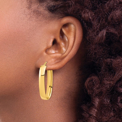 14K Gelbgold Poliert Oval Creolen