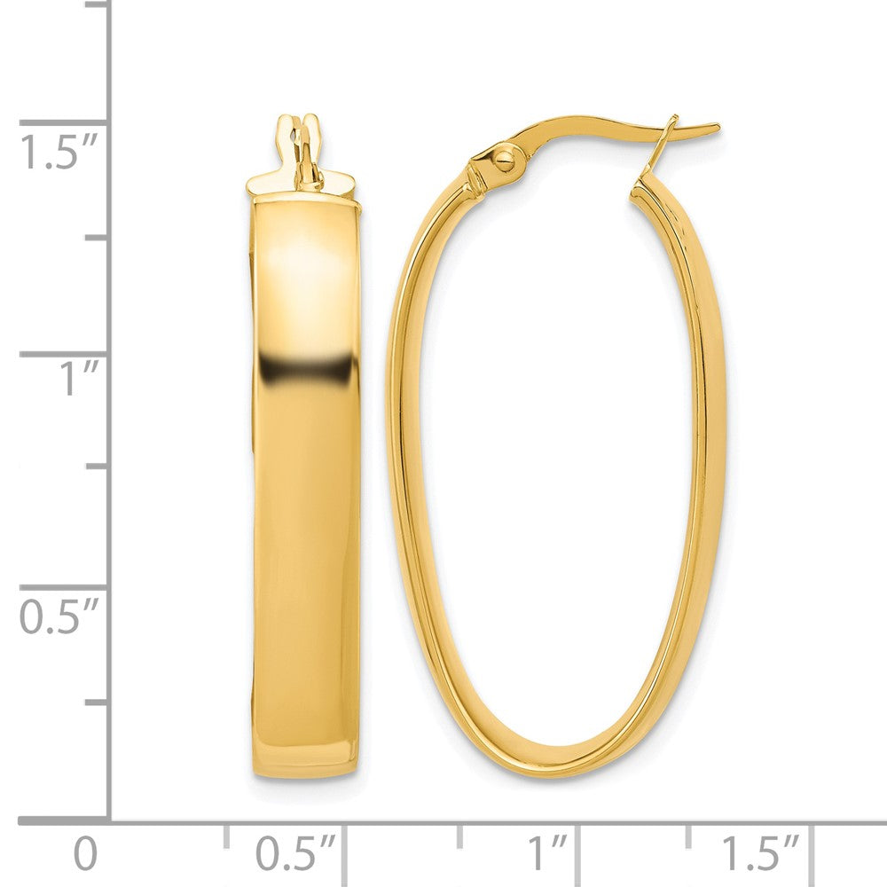 14K Gelbgold Poliert Oval Creolen