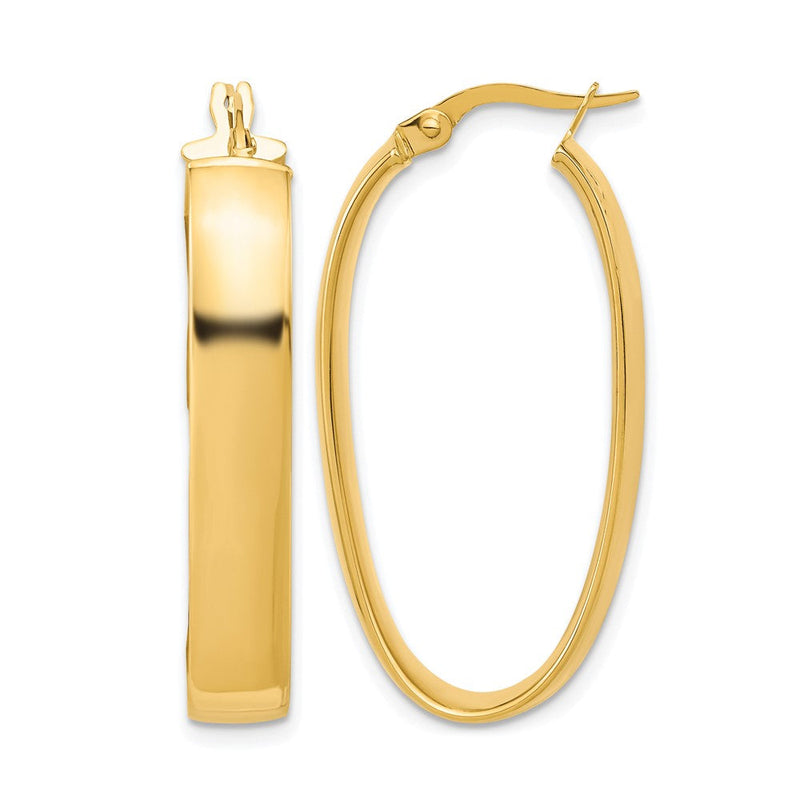 14K Gelbgold Poliert Oval Creolen